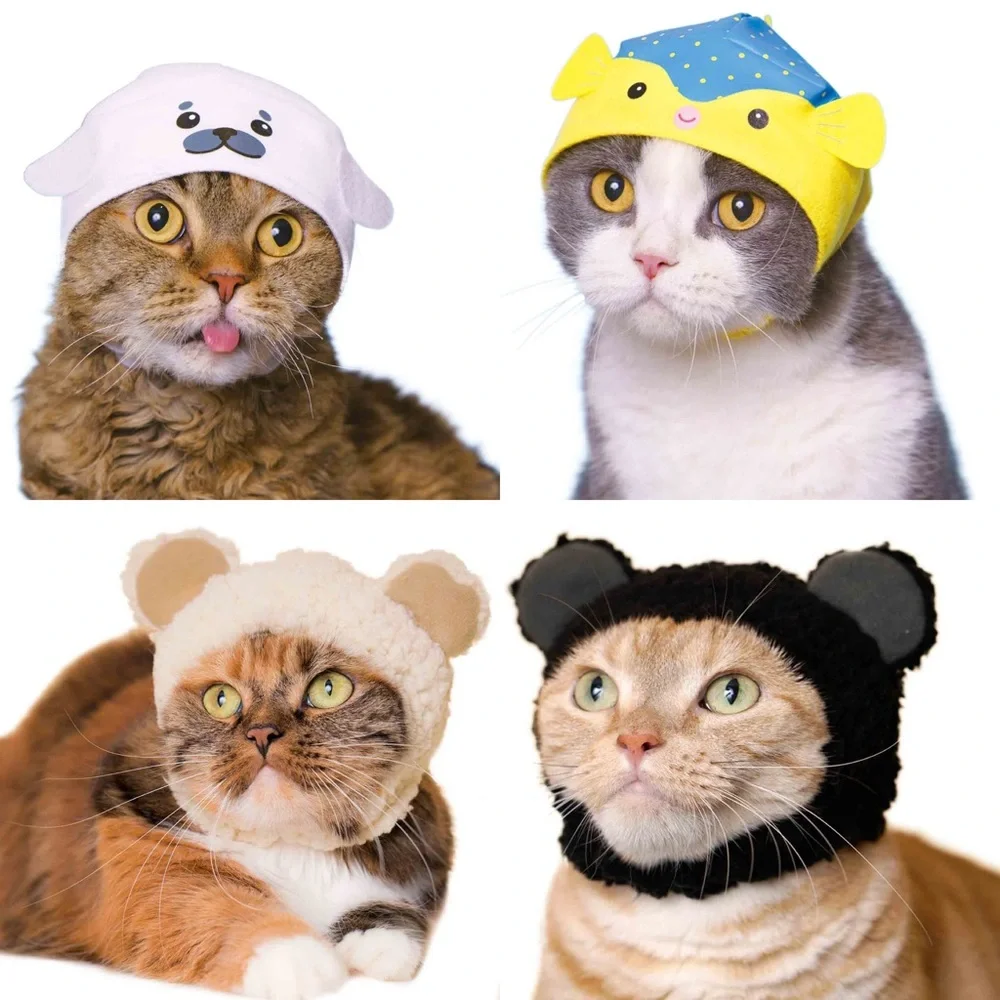 Lot of 8 Clever Idiots Cat Caps (Fruit, Kirby, Bears, Aquarium) Hats for Cats 😺